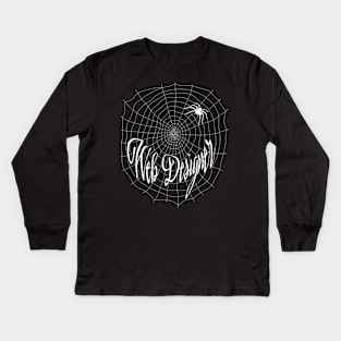 Web Designer - Cute Funny Spiderweb Design Kids Long Sleeve T-Shirt